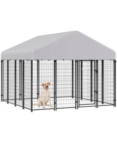 PawHut Dog Cage Crate Pet Kennel House Metal Playpen Patio Shelter w/Roof