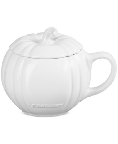 Le Creuset керамическая кружка в форме тыквы с крышкой, 14 oz.