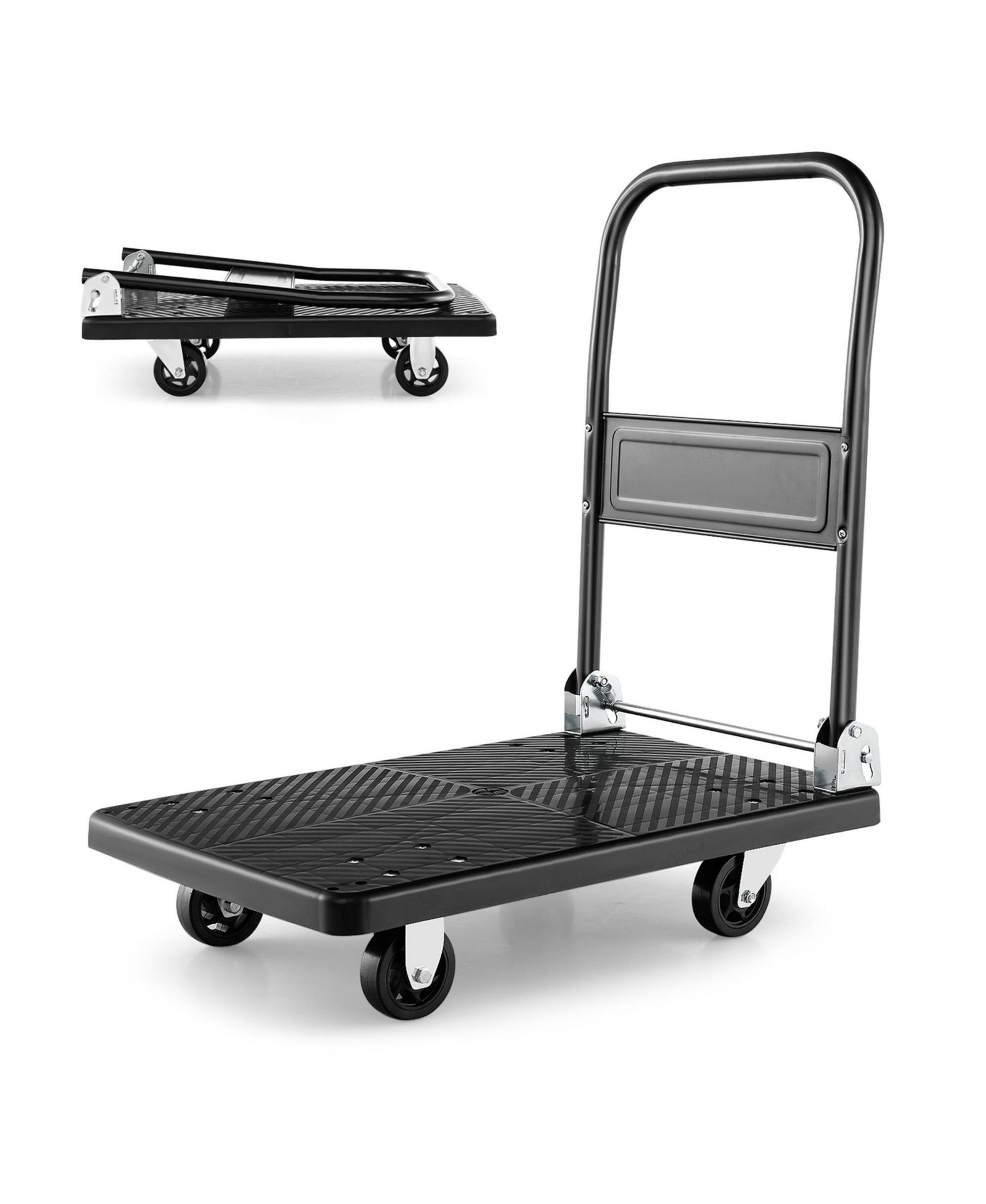 Costway 28'' x 19'' x 32''  Folding Push Cart Dolly Platform Hand Truck with 360degree(s) Swivel Wheels 440LBS Capacity