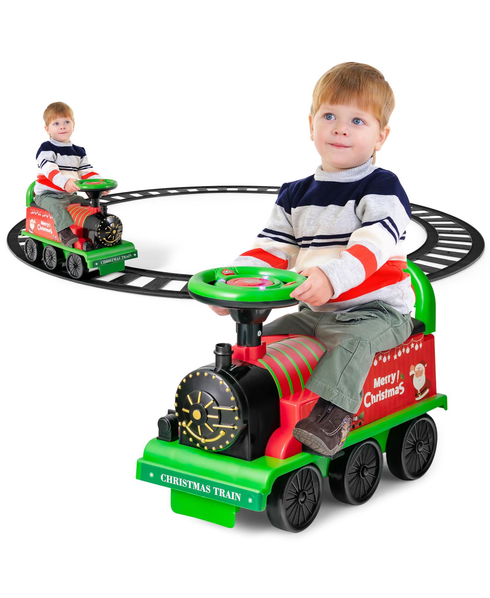 Игрушечный поезд Costway 6V Electric Kids Ride On Train with Track and 6 Wheels