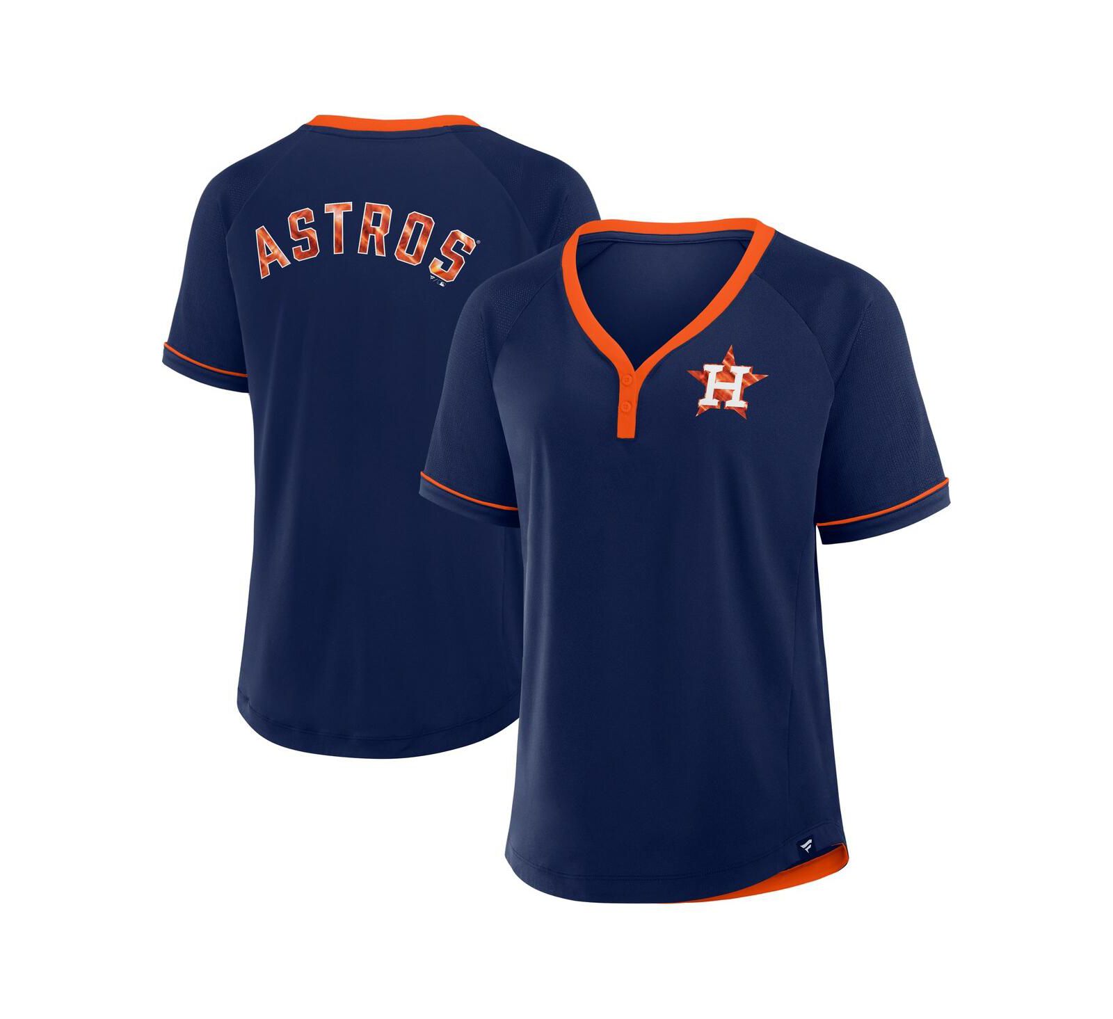 Fanatics Women's Navy Houston Astros League Diva Star Raglan V-Neck T-Shirt
