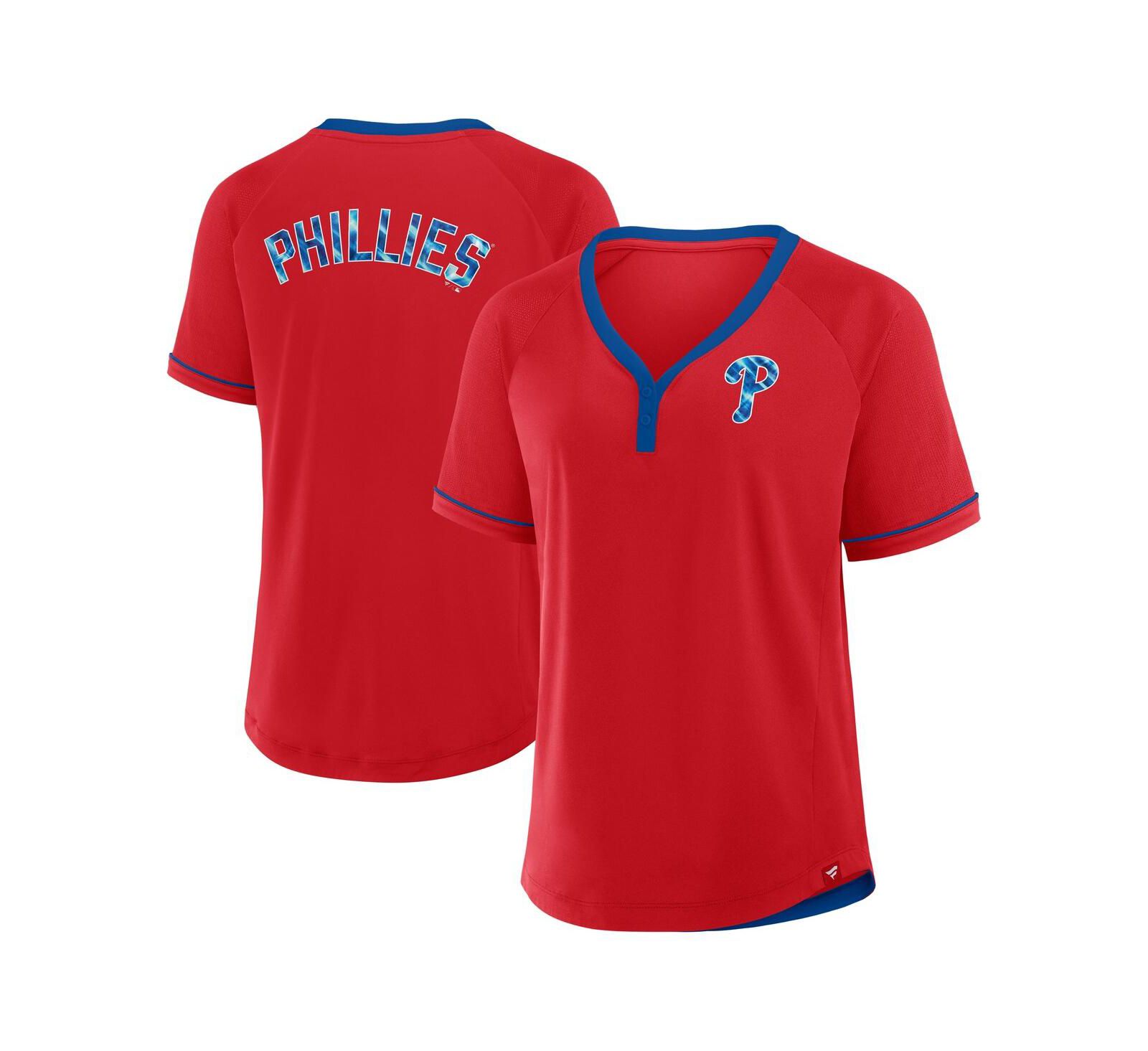 Женская футболка Fanatics Philadelphia Phillies League Diva Star Raglan V-Neck Red