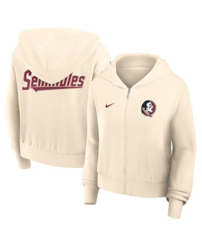 Женское укороченное худи Nike Florida State Seminoles Cream Full-Zip