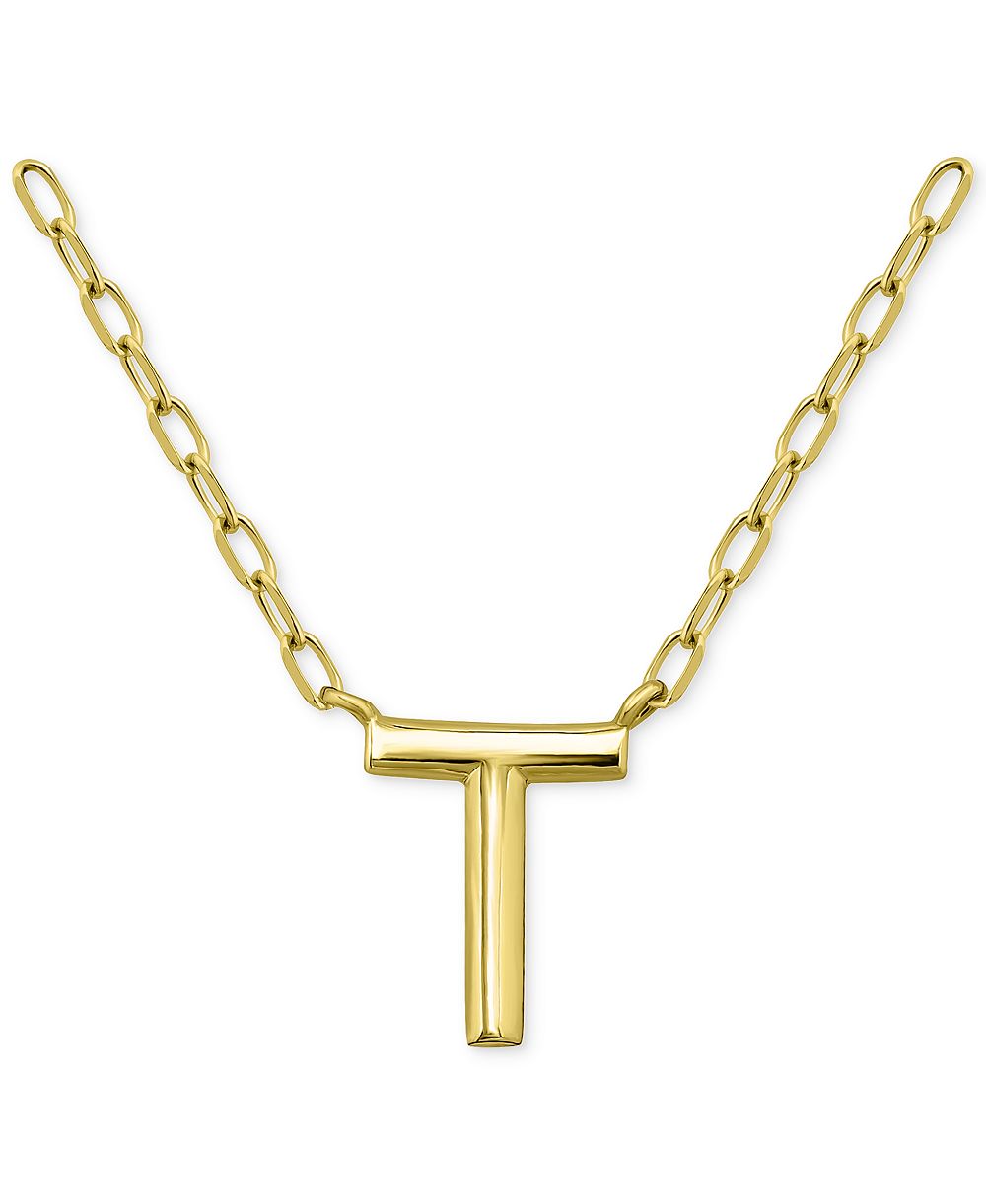 Giani Bernini подвеска Initial T из позолоченного стерлингового серебра, 16" + 2" extender