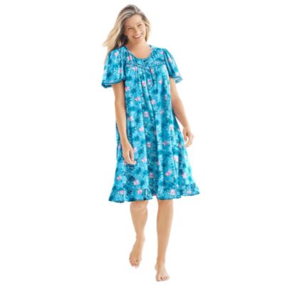 Женская ночная рубашка Dreams & Co. Short Floral Print Cotton