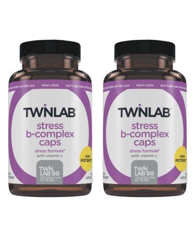 Twinlab капсулы Stress B-Complex с витамином C и B12-100 шт (набор из 2 упаковок)