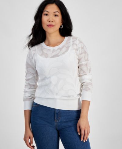 I.N.C. International Concepts Petite floral-jacquard лонгслив