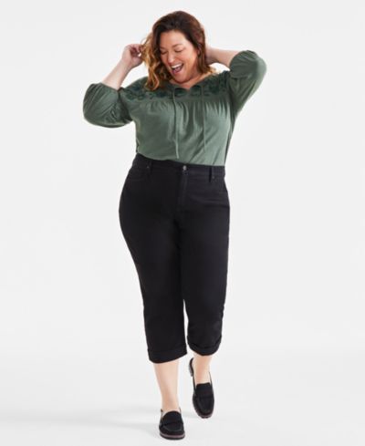 Style & Co Plus Size Mid-Rise Curvy Capri Jeans, Macy's Exclusive