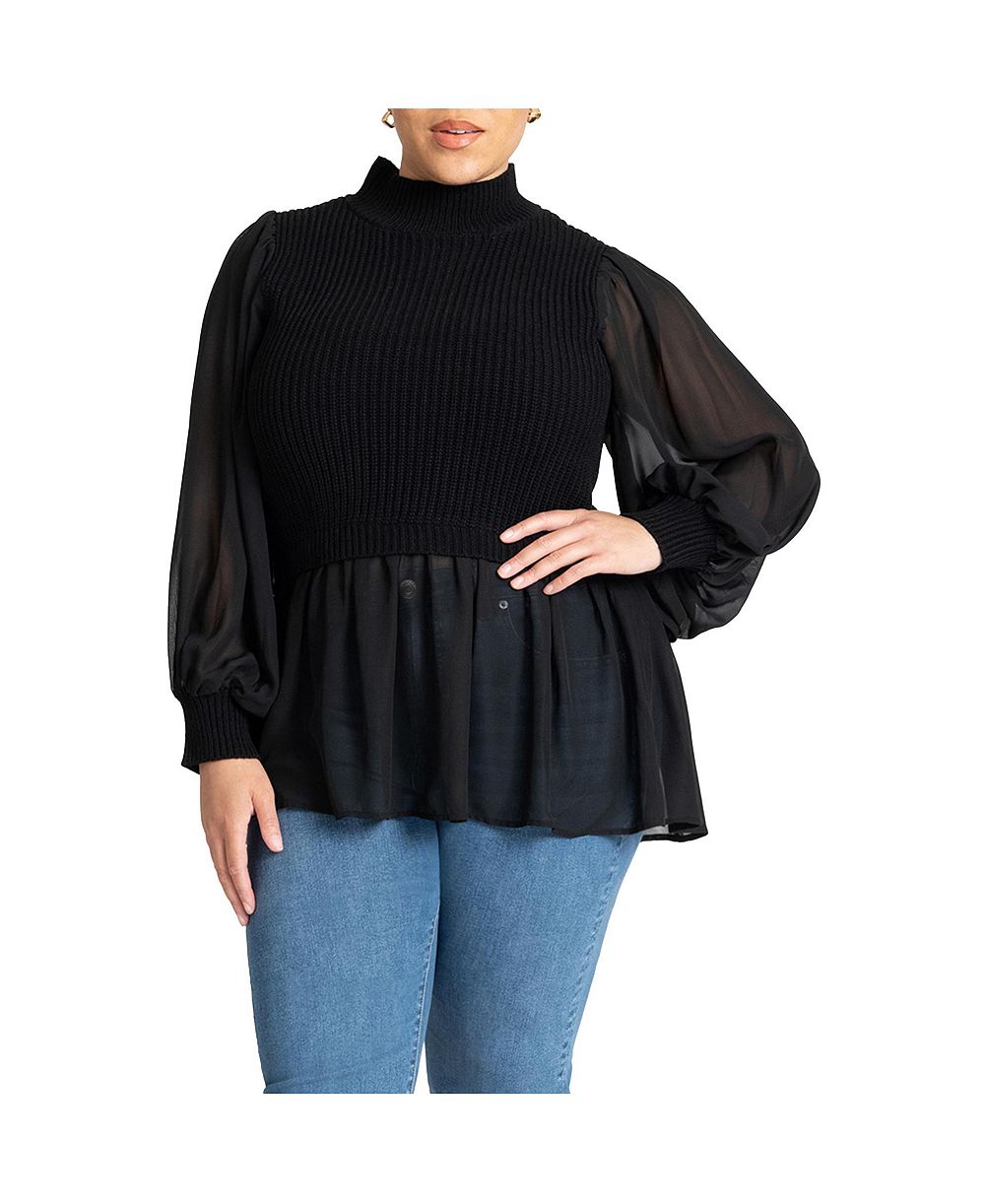 Женский свитер ELOQUII Plus Size Twofer с Chiffon