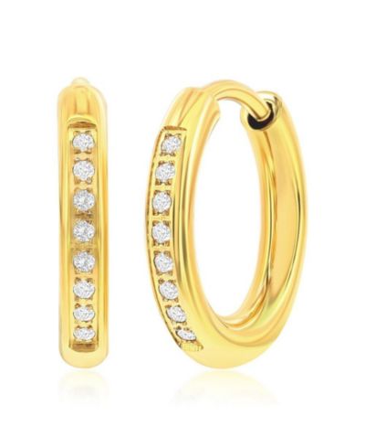 Серьги-кольца Metallo 15mm CZ Huggie из нержавеющей стали с золотым или черным напылением