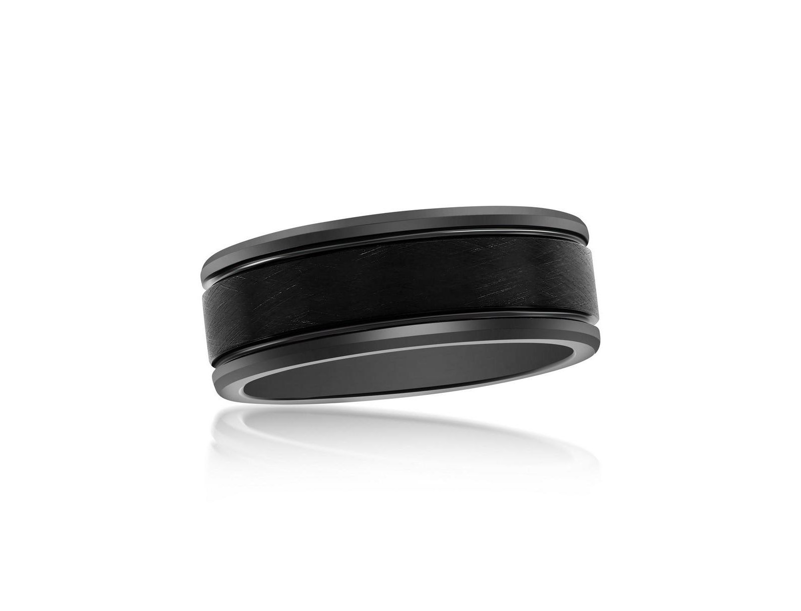Metallo Brushed & Polished Black Tungsten Ring