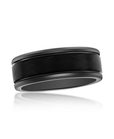 Metallo Brushed & Polished Black Tungsten Ring