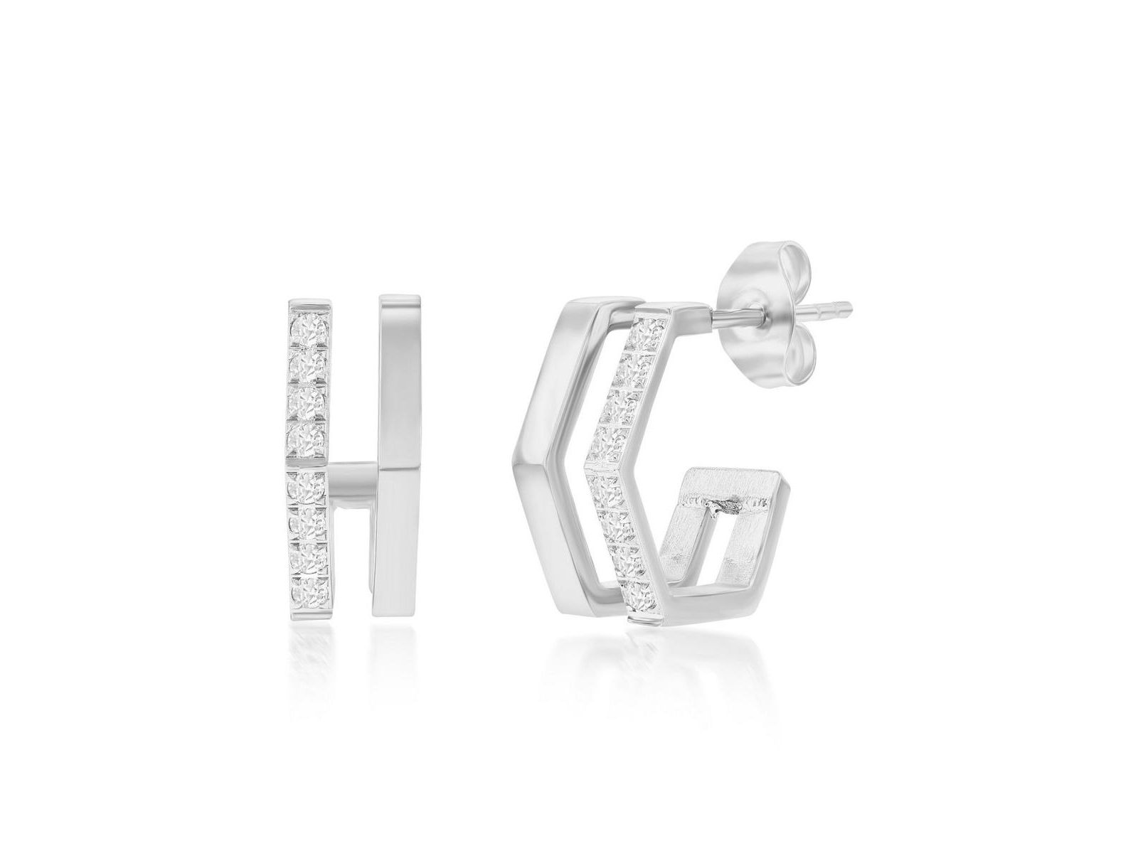 Серьги-кольца Metallo Geometric CZ Stainless Steel