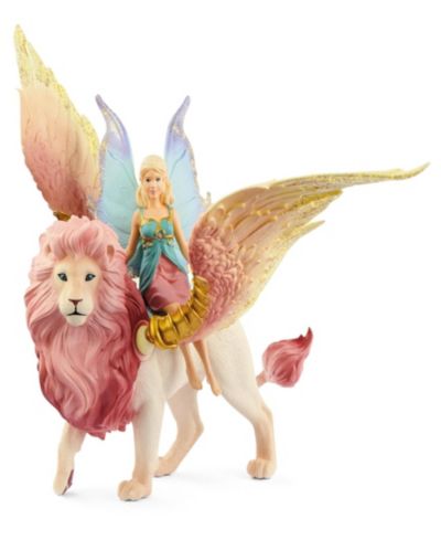 Schleich Bayala Fairy in Flight on Winged Lion Flapping Wings 2-Piece Playset, Ages 5+