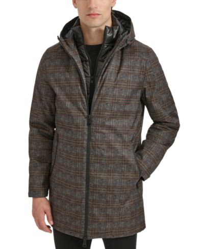 Мужская водонепроницаемая куртка Kenneth Cole Hooded Stadium Coat с съемным подкладом