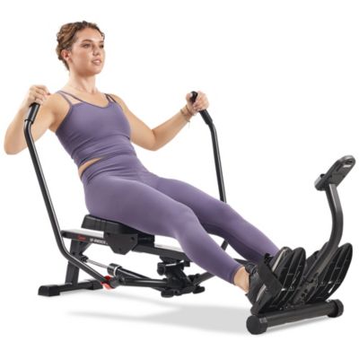 Гребной тренажер Sunny Health & Fitness Compact Full Motion, Extra-Long Rail, 400 LB Weight Capacity и бесплатное приложение SunnyFit через Bluetooth