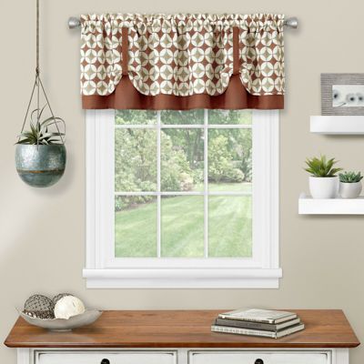 Kate Aurora  Modern Geometric Button Tuck Rod Pocket Window Valance