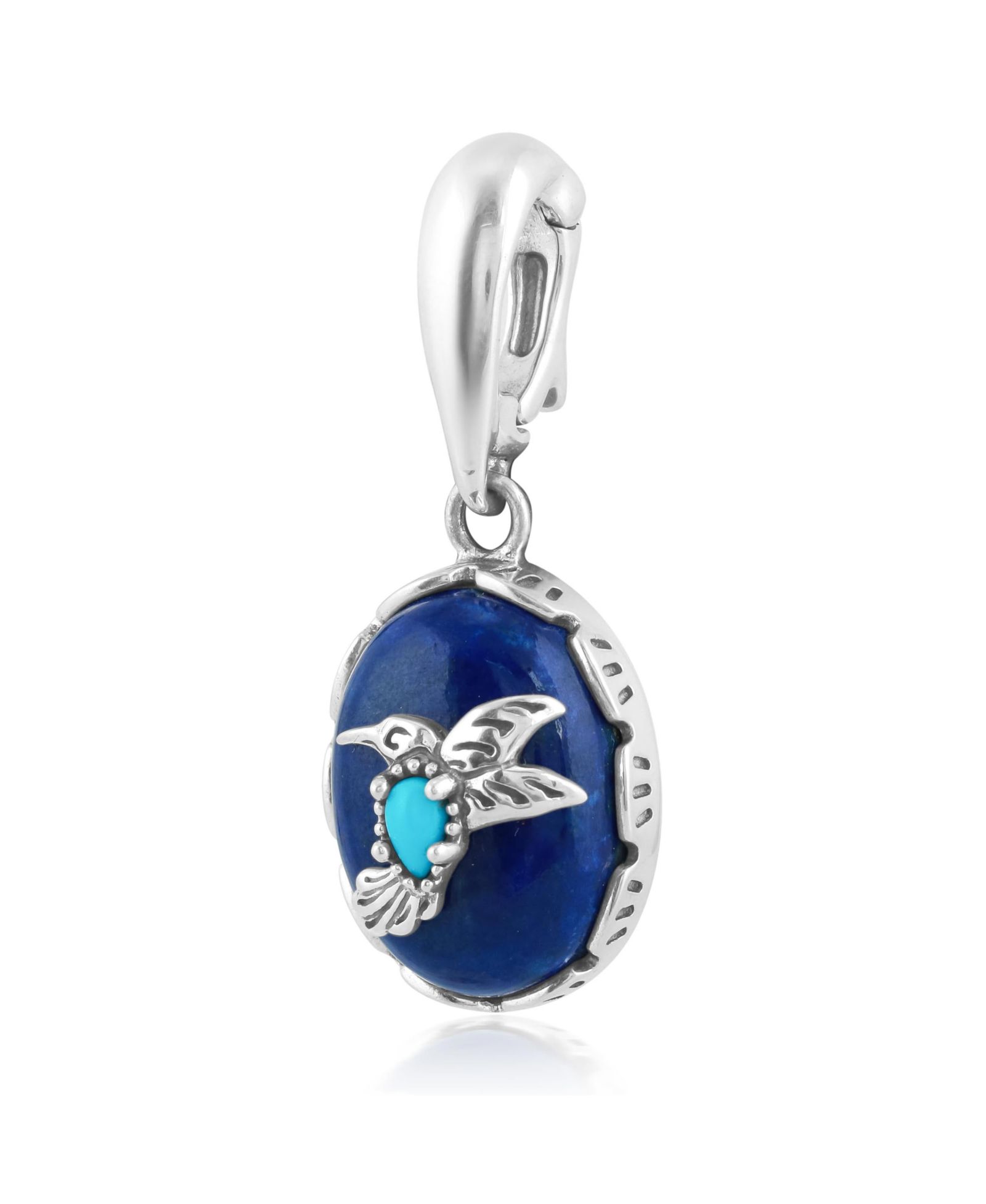 American West Jewelry Подвеска-усилитель с колибри из серебра 925 пробы с лазуритом и голубым бирюзовым камнем, Женская