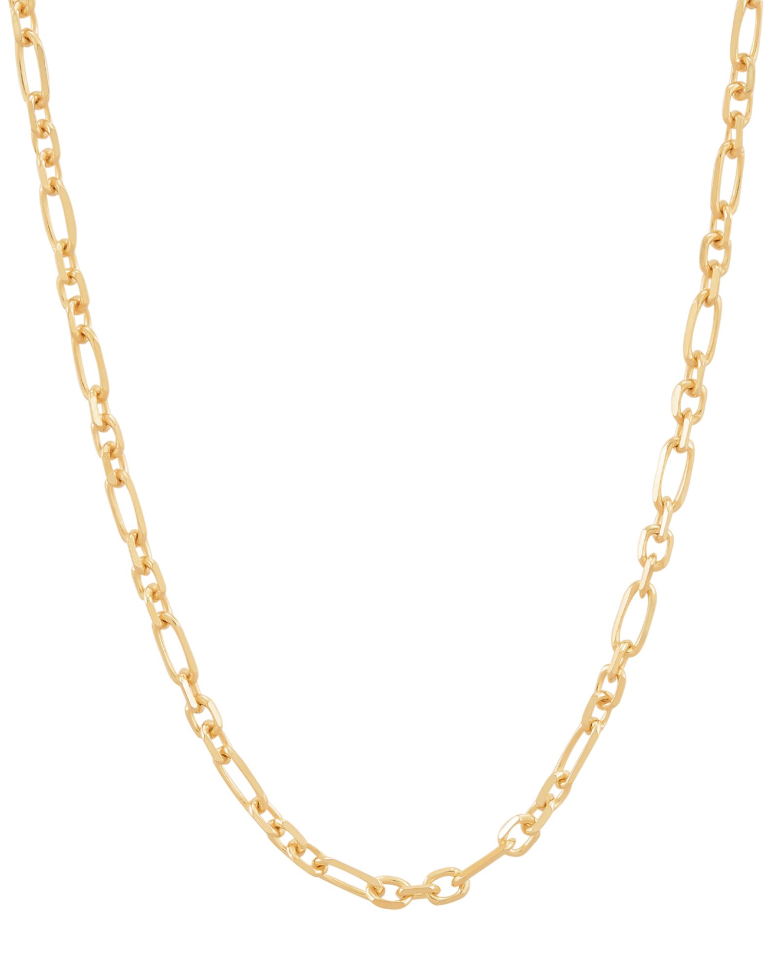 Серебряная квадратная цепь Figaro из стерлингового серебра с напылением 18k Gold, 18"