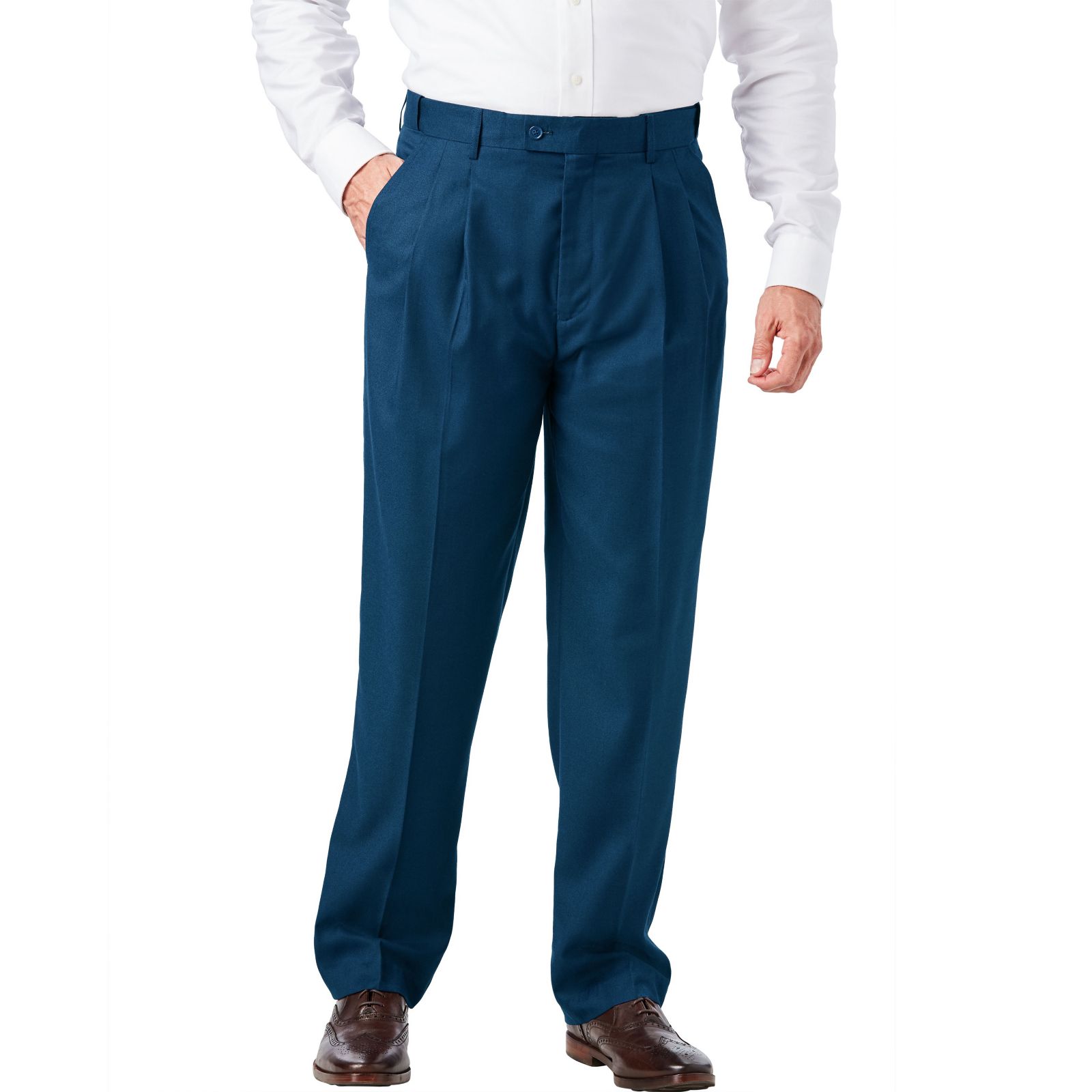 KingSize Men's Easy Movement Pleat-Front Expandable Dress Pants