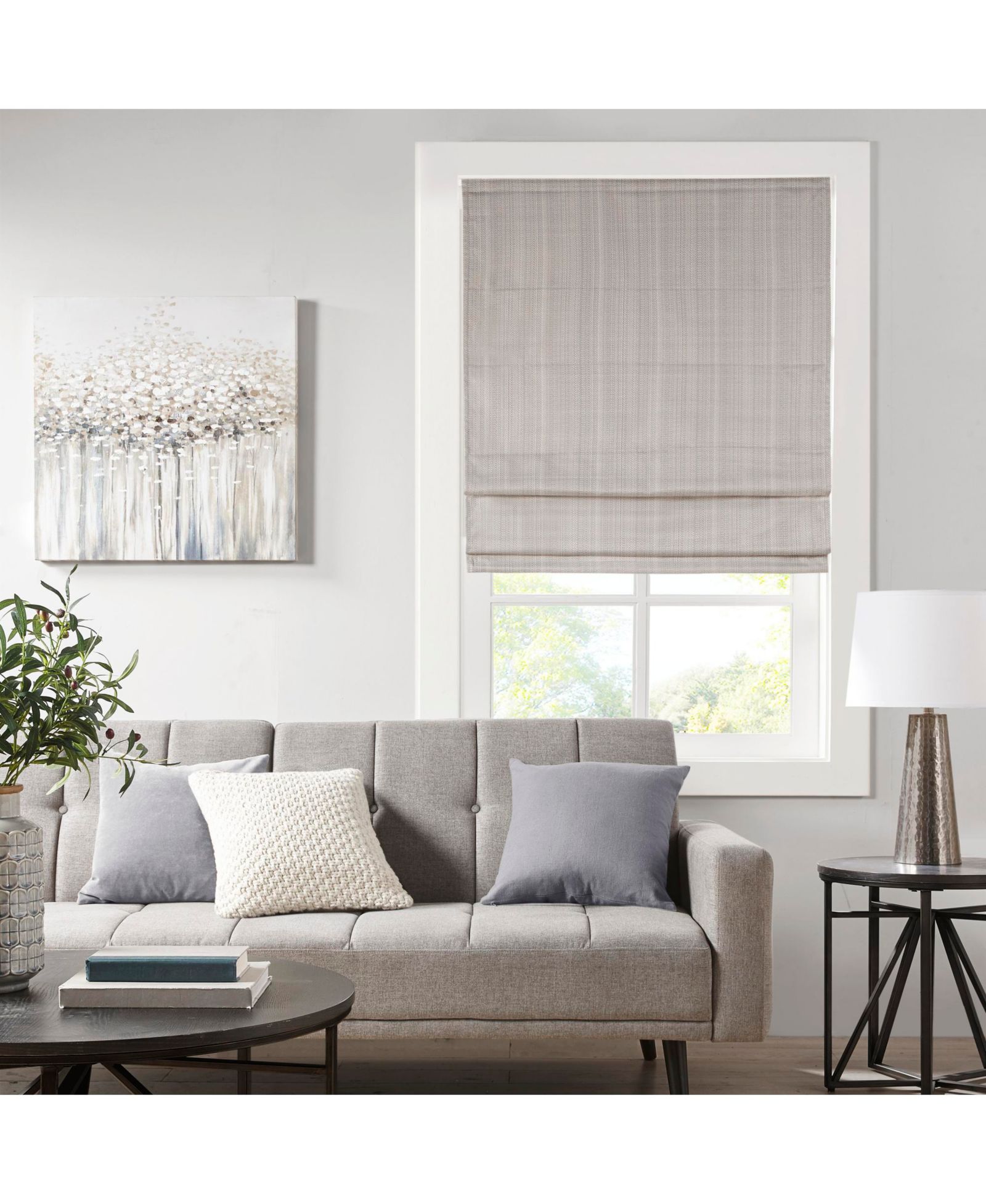 Madison Park Basketweave Blackout Cordless Roman Shade, Single Panel для спальни, Thermal Insulated Window Blind Treatment
