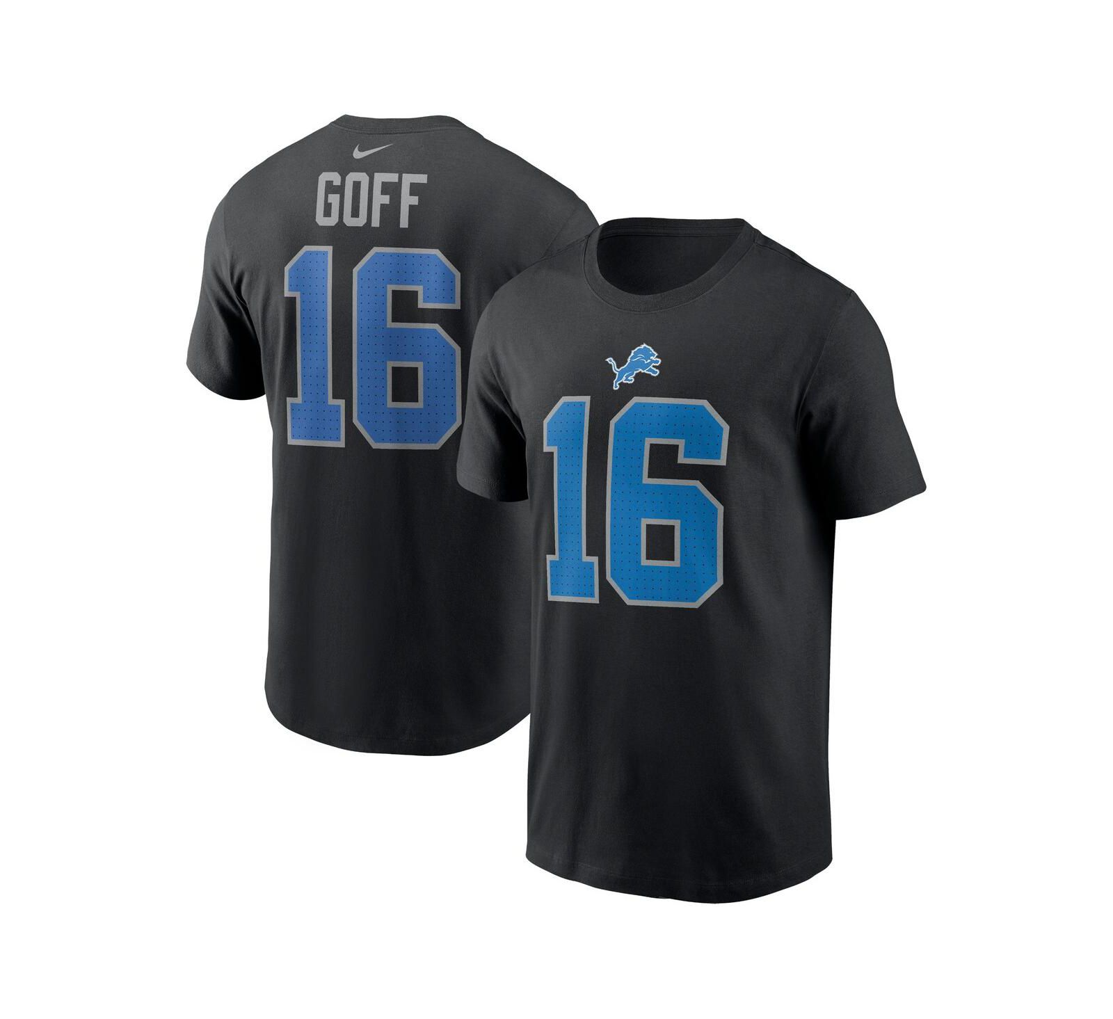 Мужская футболка Nike Jared Goff Black Detroit Lions Name & Number