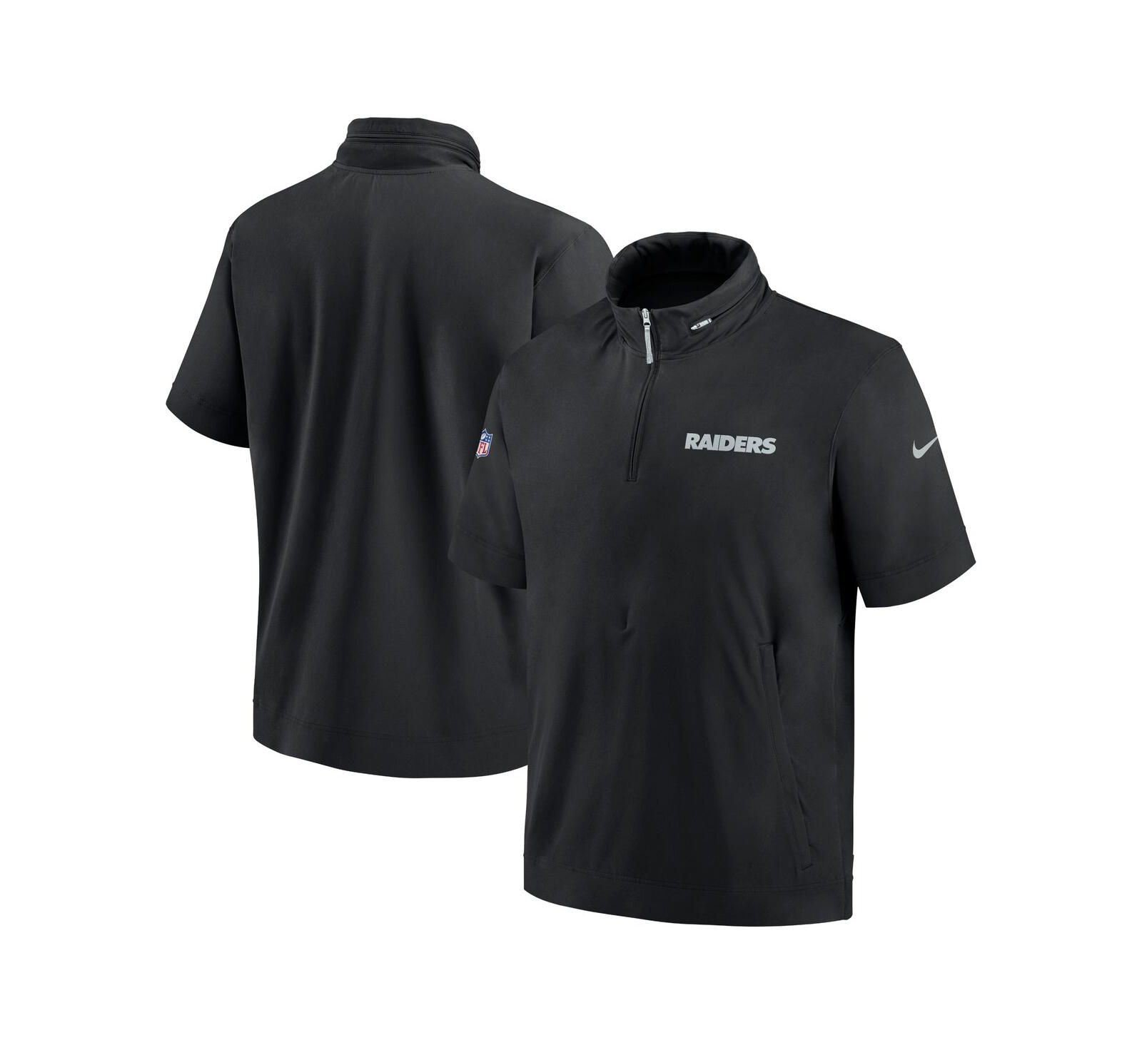 Худи Nike Men's Black Las Vegas Raiders 2024 Sideline Coach Short Sleeve Half-Zip