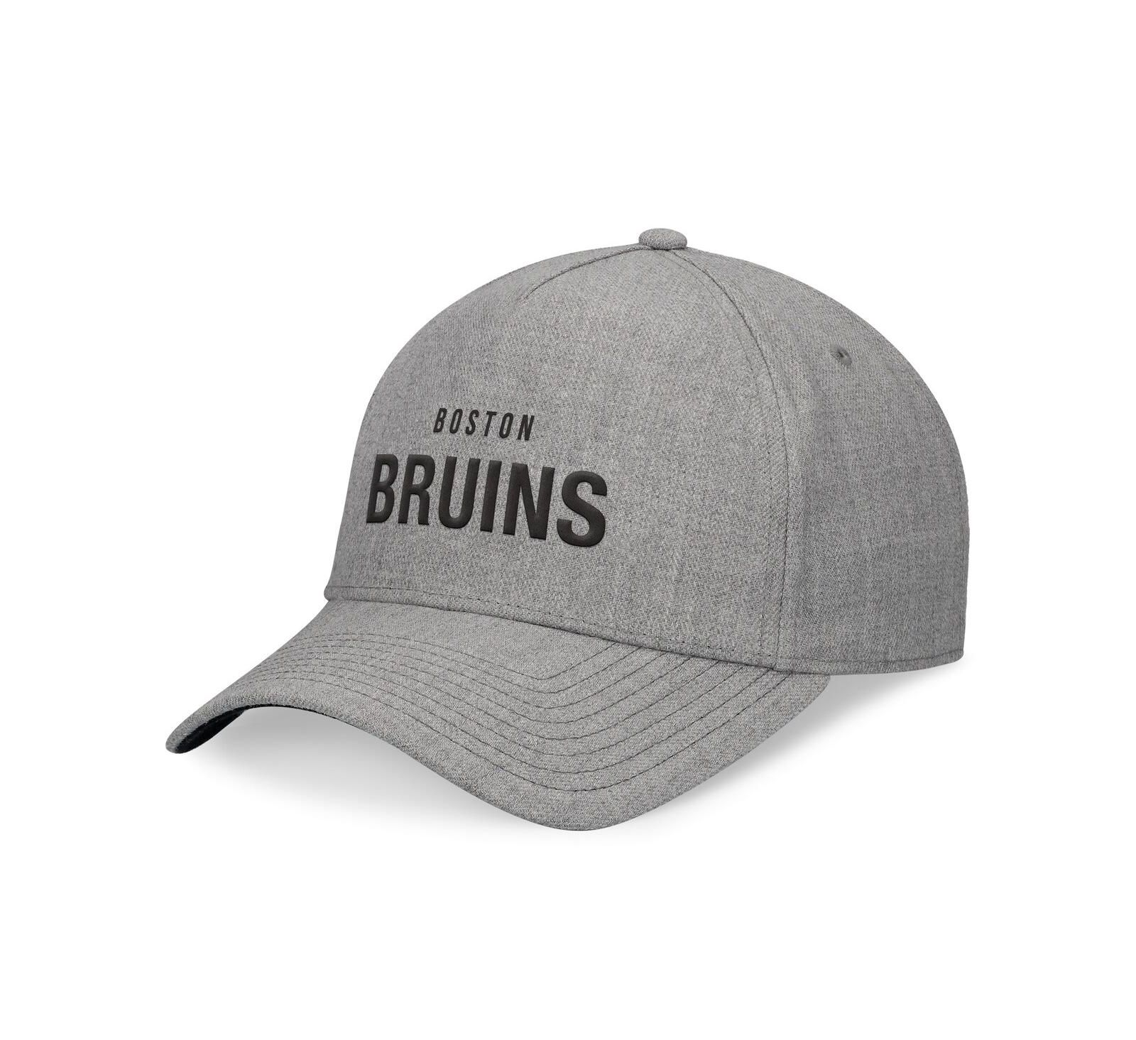 Fanatics Signature Men's Heather Gray Boston Bruins Elements A-Frame Leather Strap back Hat