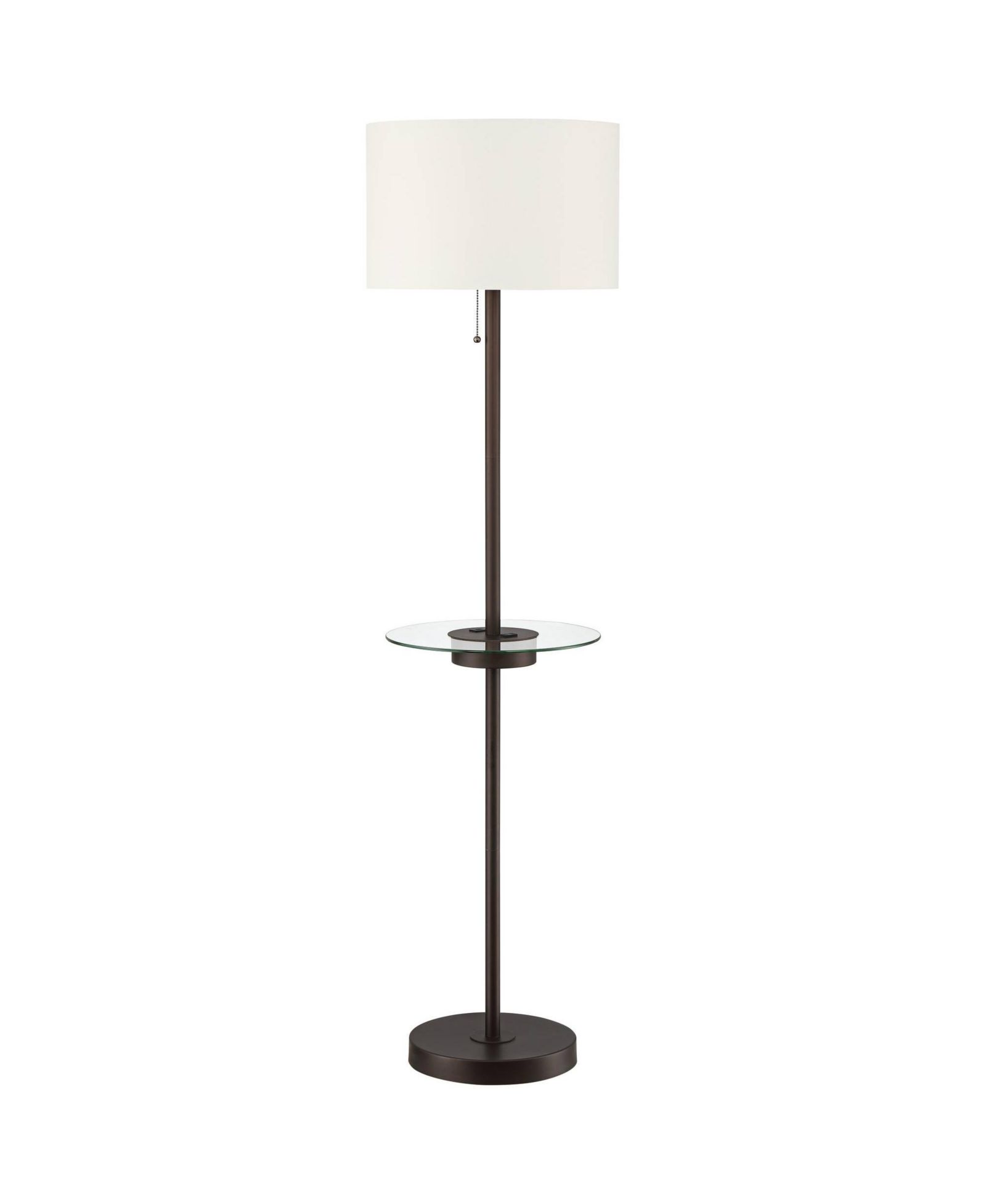 360 Lighting Caper Modern Floor Lamp with Tray Table 60 1/2" USB and AC Power Outlet Fabric Drum Shade for Living Room Office