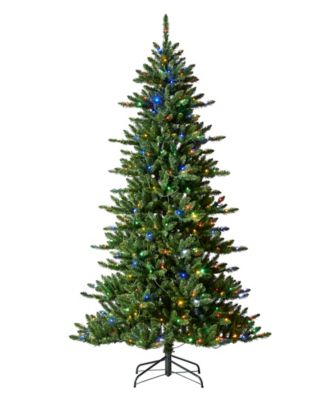 Рождественская елка Glitzhome 7.5ft Pre Lit Green Slim Fir с 400 LED, 9 Functional Warm White Multi color, remote controller