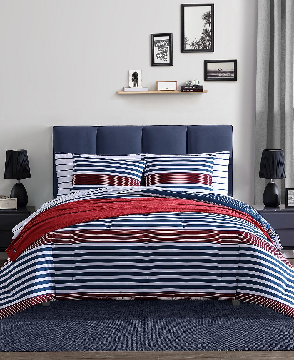 Nautica Kennedy Stripe 3 Piece Comforter Set, King