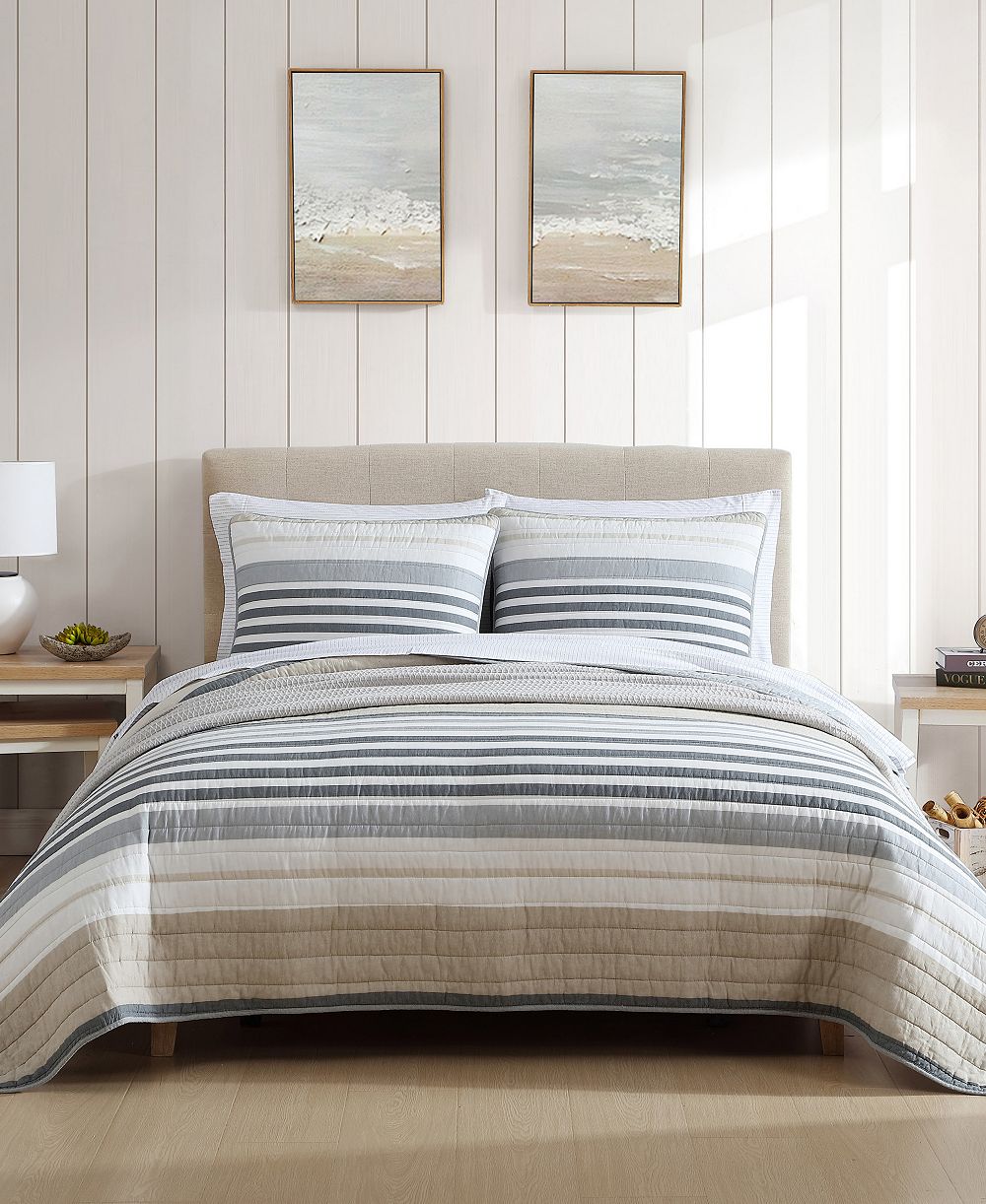Nautica Dover Stripe Reversible 3 Piece Quilt Set, King