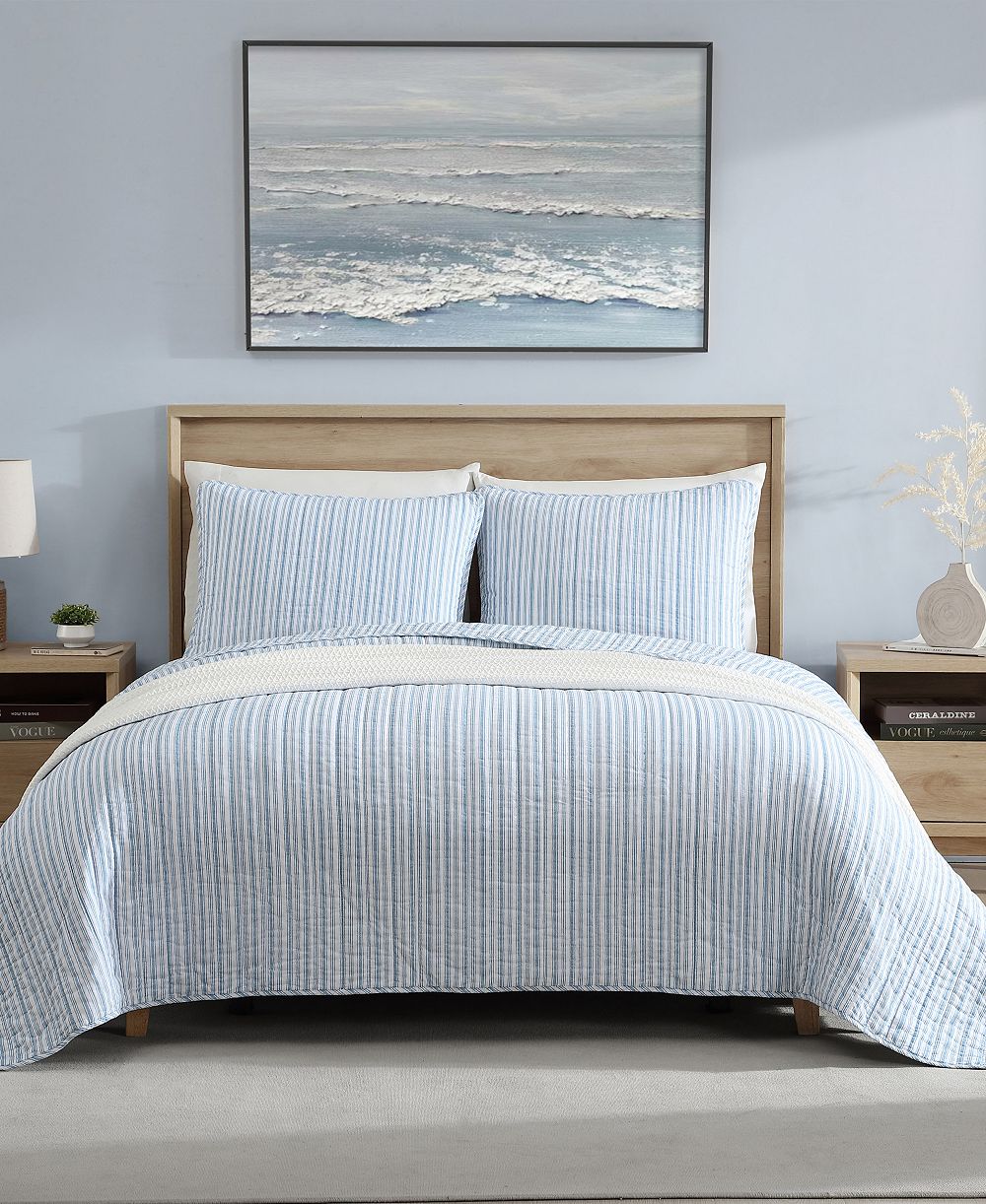 Nautica Coleridge Stripe Reversible 3 Piece Quilt Set, King