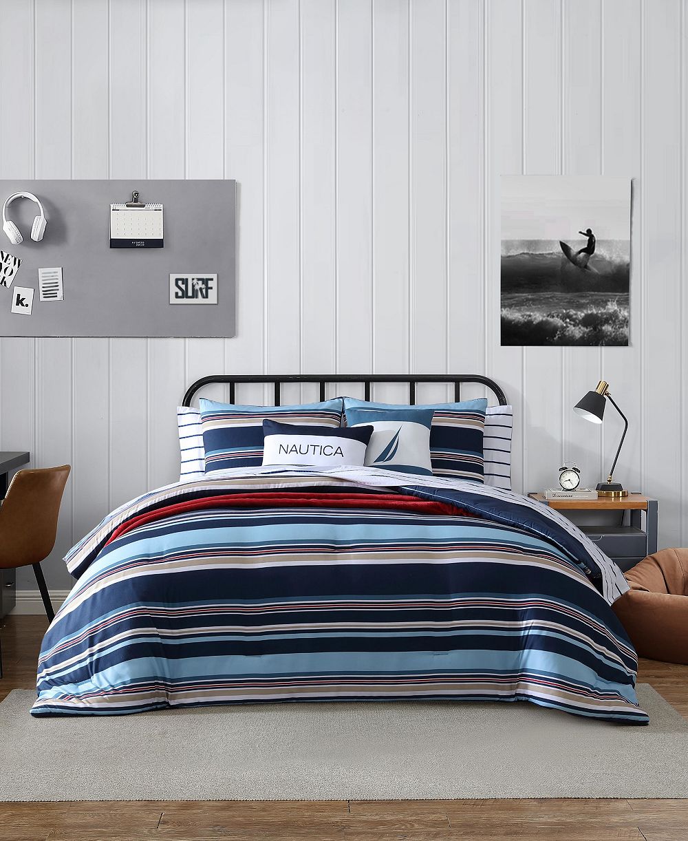 Nautica Colton Stripe 5 Piece Comforter Set, King