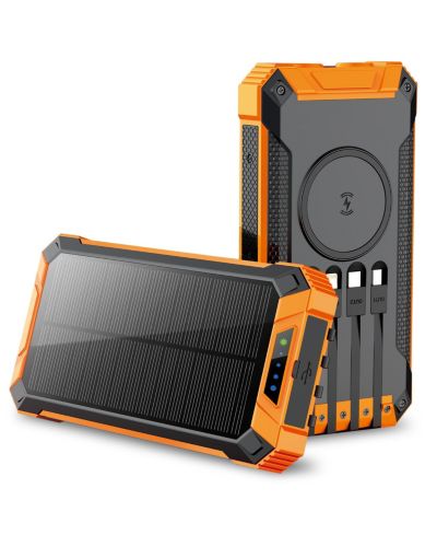 Alpha Digital 20,000mAh Wireless Solar Power Bank for Android and Apple Phones