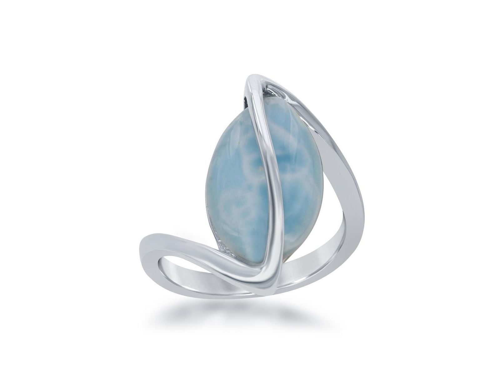 Caribbean Treasures Sterling Silver Oval Larimar Twisted Ring