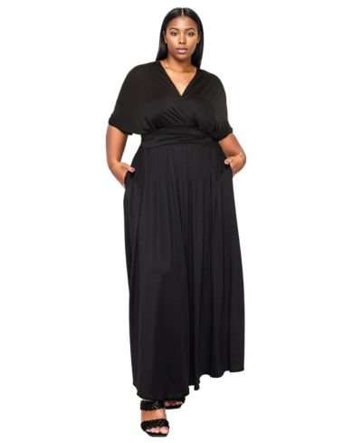 L I V D Plus Size Raffi Pocket Empire Waist Maxi Dress