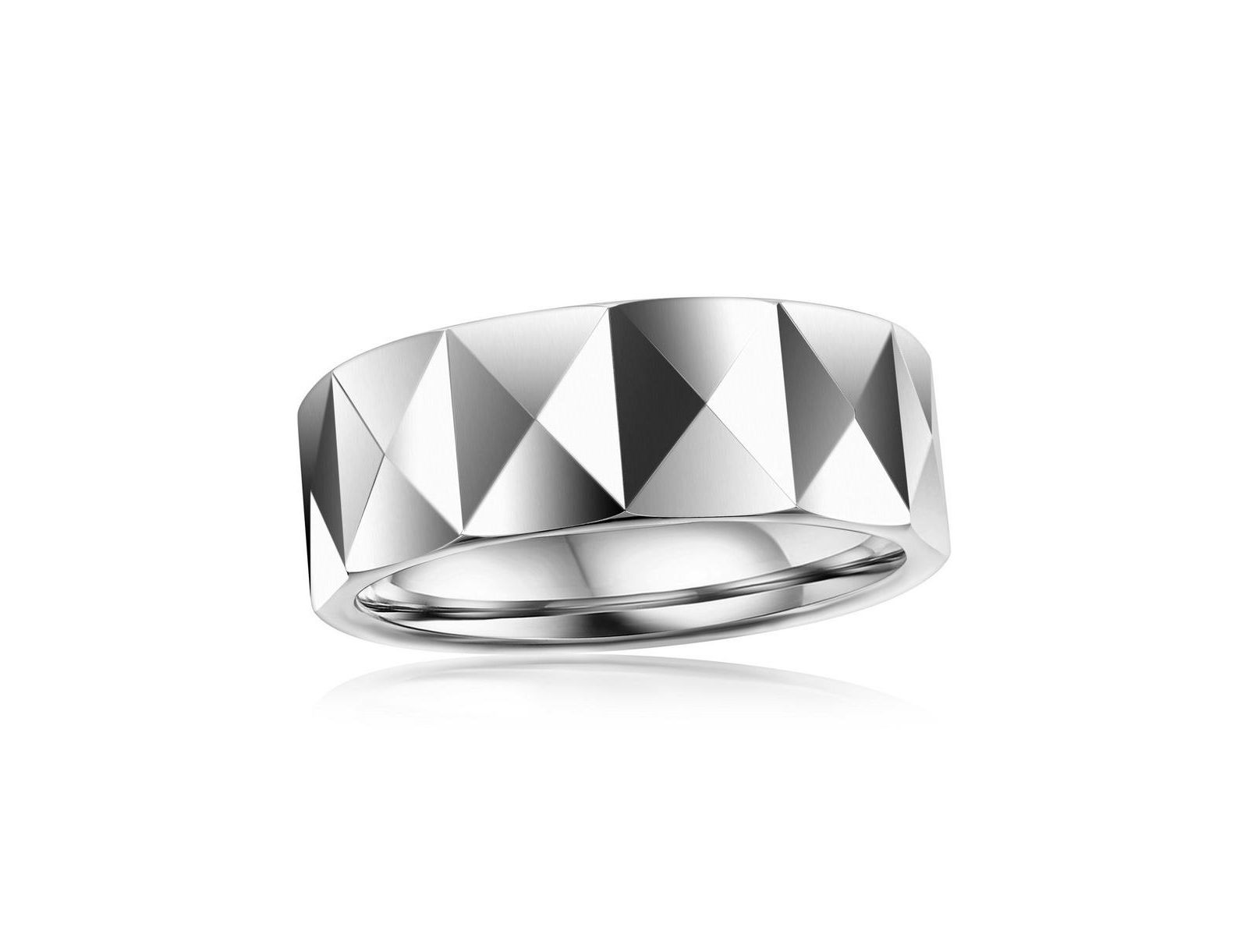 Metallo High Polished Square Faceted Tungsten Ring