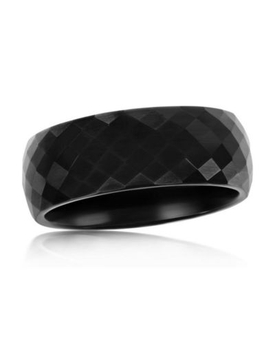 Metallo High Polished Diamond-Cut Faceted Tungsten Ring - Black Plated