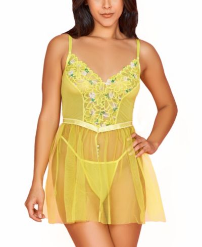 Комплект женского белья Hauty Women’s 2-Piece Organza Babydoll с цветочным кружевом