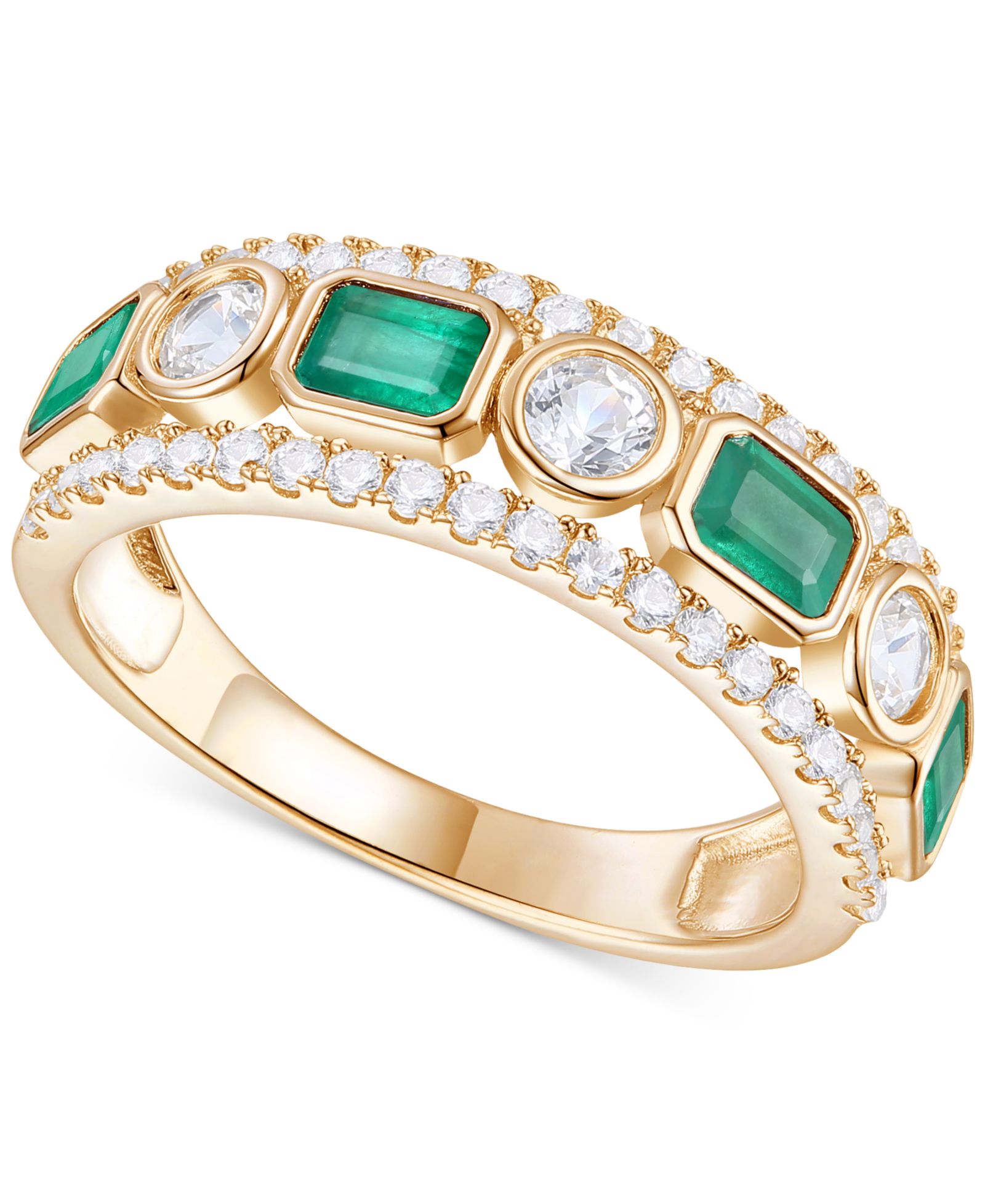 Кольцо с изумрудом (3/4 ct. t.w.) и бриллиантами (3/4 ct. t.w.) в золоте 14k