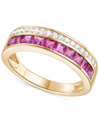 Кольцо с рубином и бриллиантом в 14k Yellow Gold