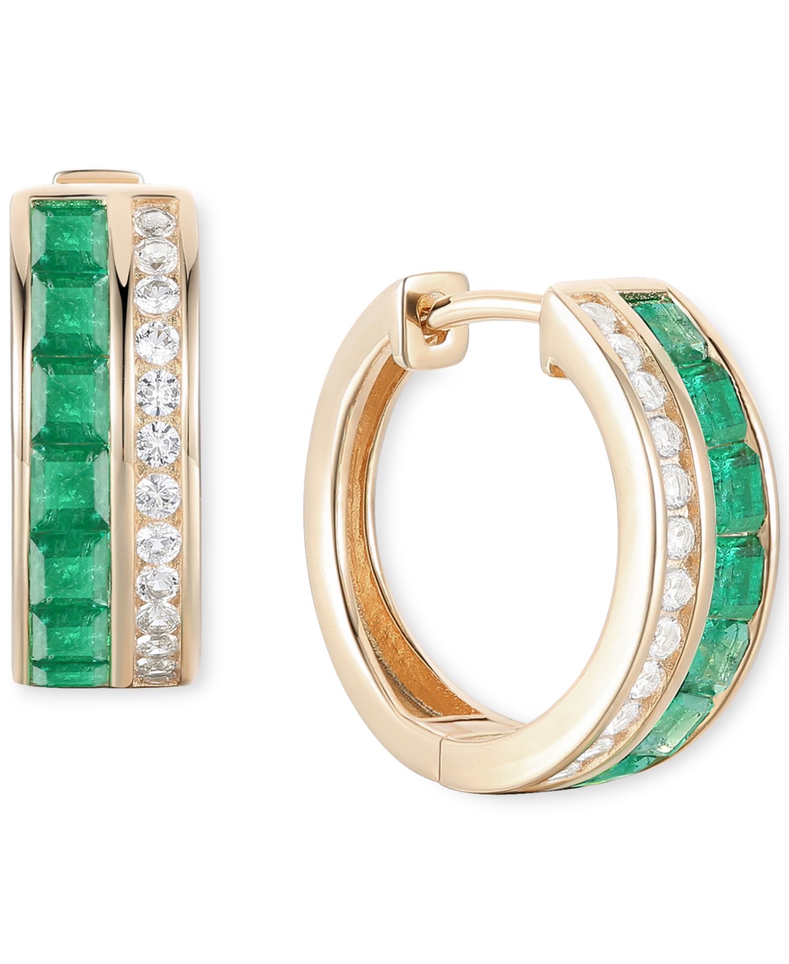 Серьги-кольца с рубином (1-5/8 ct. t.w.) и бриллиантом (1/4 ct. t.w.) в 14k золоте