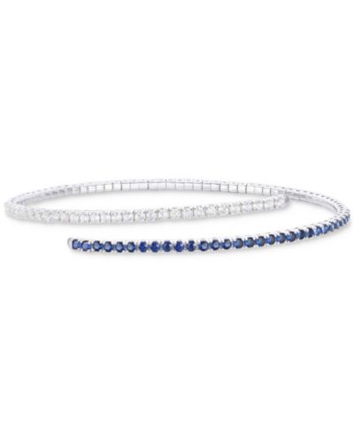 Sapphire (1-1/5 ct. t.w.) & Diamond (1 ct. t.w.) Flex Wrap Bracelet 14k White Gold (Also Available in Ruby & Emerald)