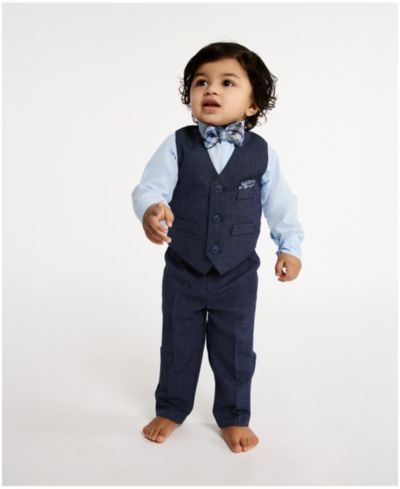 Nautica Baby Boys' Striated Twill Vest, 4-Piece Set