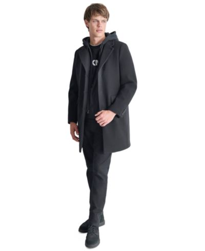 DKNY Мужское пальто с откидным воротником и съемным капюшоном