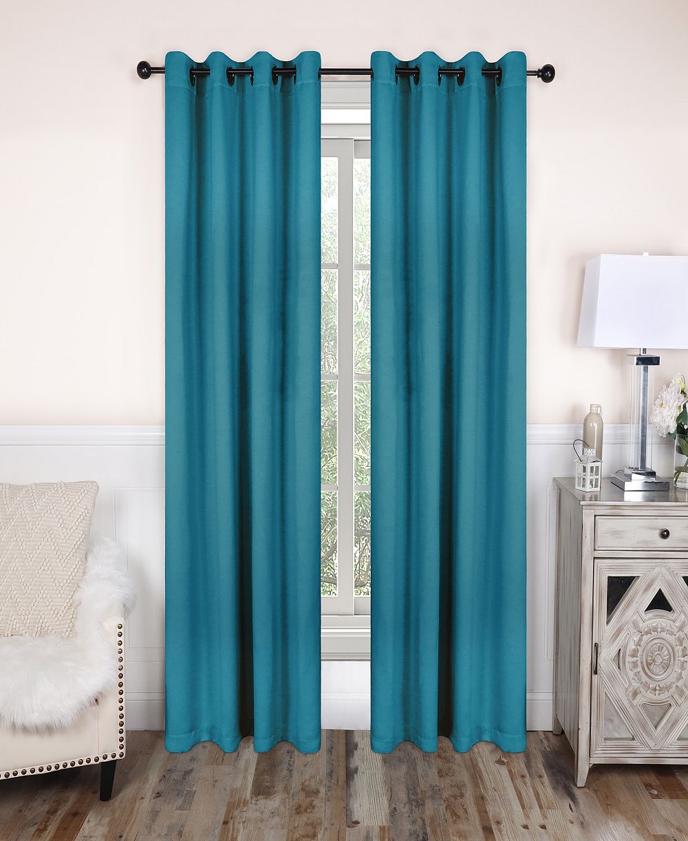 Solid Semi Blackout Grommet Washable Room Darkening Curtain Panels, Set of 2