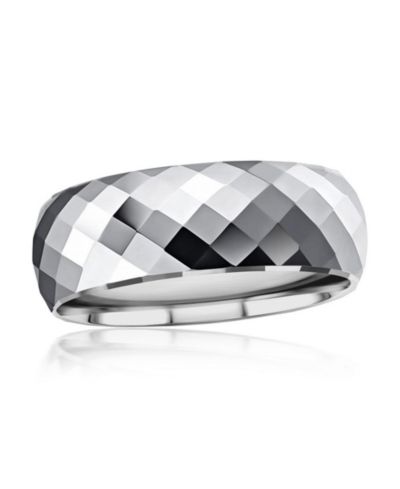 Metallo High Polished Diamond-Cut Faceted Tungsten Ring
