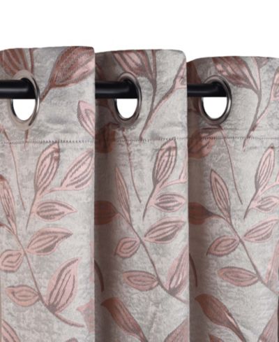 Leaves Machine Washable Room Darkening Semi Blackout Curtains, Set of 8