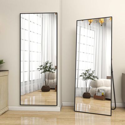 HOMLUX 18"x58" Rectangle Full Length Floor Mirror Leaning Design Bathroom Entryway,Black